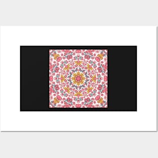 Flower and Hearts valentines and spring Kaleidoscope pattern (Seamless) 6 Posters and Art